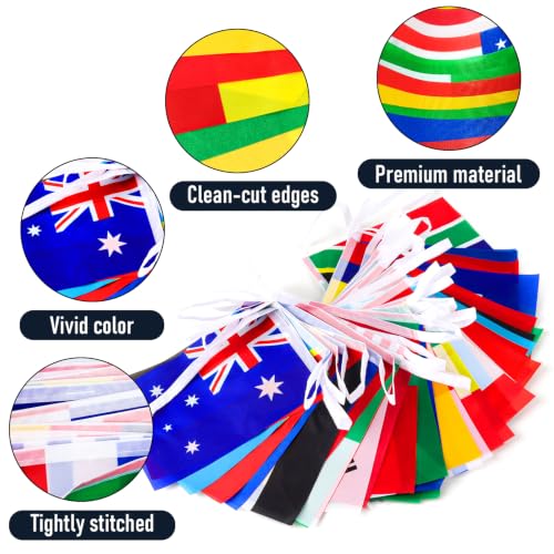 Coicok drapeau coupe du monde 2026, 15m banderole deco coupe du monde 2026, 48 Drapeaux de équipes qualifiées guirlande pour Football Fans Bar Jardin Clubs Sportifs Événements Décorations(14 * 21CM)