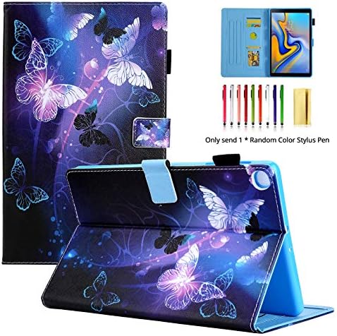 LittleMax Case for Galaxy Tab A 10.1 2019 SM-T510/T515 - Slim Fit Folio Shell Magnetic Closure Cover for Galaxy Tab A 10.1 Inch Model SM-T510 / SM-T515 2019 - Purple Butterfly