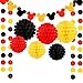 Threemart Colorful Party Supplies Yellow Black Red for Birthday Decorations Garland