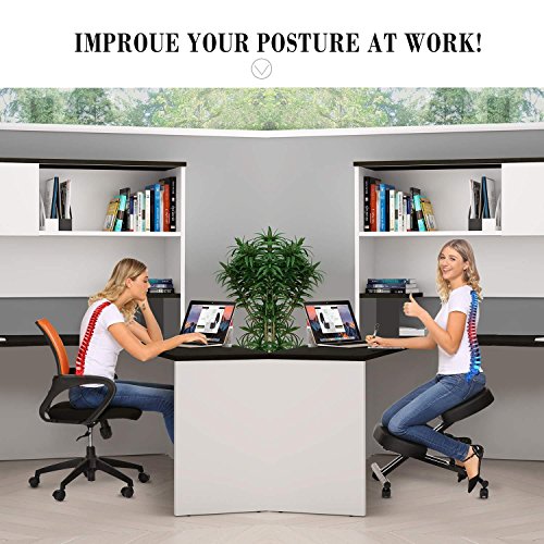 Benlet Ergonomic Kneeling Chair for Perfect Posture, Healthy Adjustable Stool For Home and Office, Comfortable Thick Memory Foam Cushions