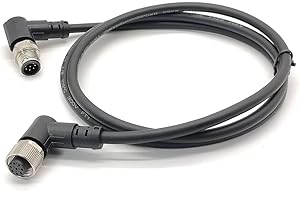 Elecbee M12 Right Angle Connector Male to Female A-Coding 1M AWG22 Female to Male M12 Cable (8 Pin)