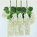 e-joy 3.6 Feet Artificial Wisteria Vine Ratta Silk Hanging Flower Wedding Decor, 24 Pieces -White