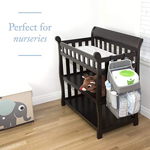 Hanging Baby Diaper Caddy Organizer - Hang On Door, Crib Or Infant Changing Table - Nursery Station Basket For Diapers, Wet Wipes, Clothes Storage - Waterproof & Stylish - Unisex Grey For Boys & Girls - Thumbnail 5