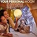 AVVS Lunar Moon Lamp - 3D Printed Night Light For Kinds - Touch Control USB Charging Led Nursery Nightlight With Wooden Stand (5.9in)