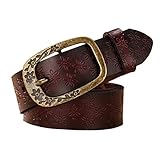 Herebuy - Vintage Leather Cowgirl Belt for Jeans Carved Desiger Belts