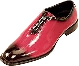 Bolano Mens Exotic Faux Eel Skin Print Oxford Dress Shoe in Fuchsia and Black: Style Brayden Fuchsia-003
