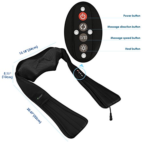 Feagar Shiatsu Neck & Shoulder Massager with Heat - Adjustable Intensity Deep Kneading Heat Therapy Massager with Car Adapter to Relieve Sore Muscles, Back Pain - Perfect for Car, Office Chair - Thumbnail 2