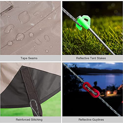 Overpassing Camping Tent Tarp Sun Shelter Canopy Beach Sunshade with Poles, 4-6 Person PU 3000mm Lightweight Awning Canopy Sun Shelter For Outdoor Camping Fishing Backyard Picnics Pool (3 * 4 meter)