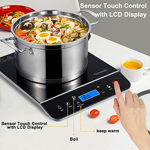 Sunmaki Portable Induction Cooktop, 1800W Max induction cooker with LCD