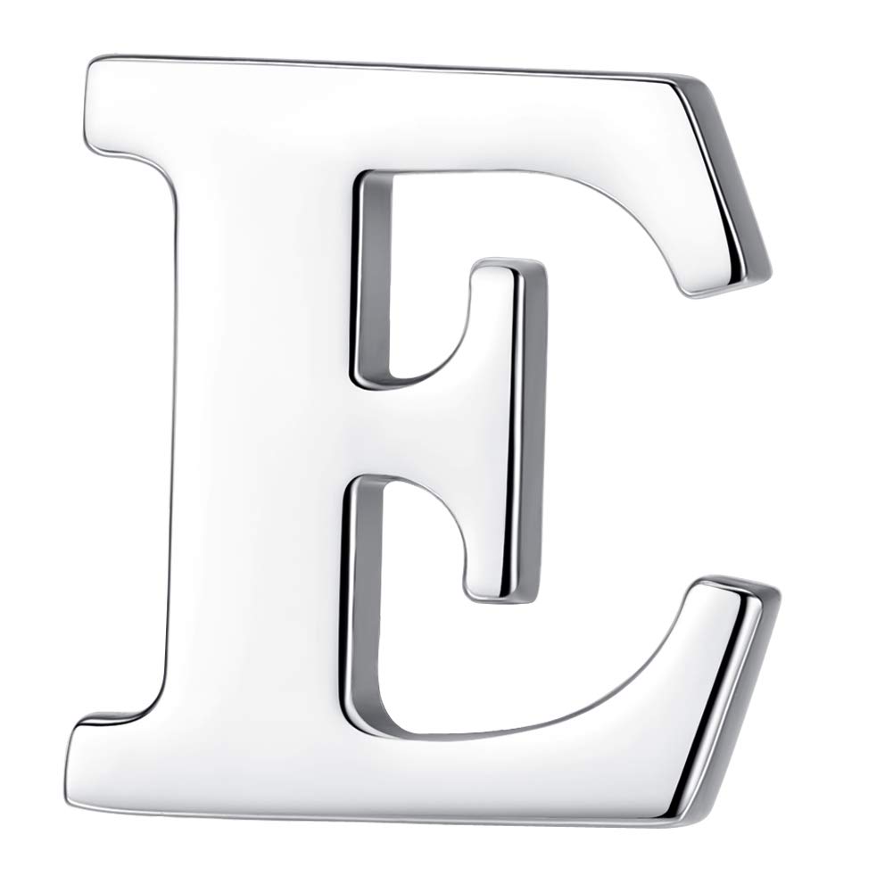 HONEY BEAR 1pc Alphabet Letters A to Z Collar Brooch Label Pins Badge for Mens' Suit/Women's Shirt for Business Gift,Silver E 0.94in