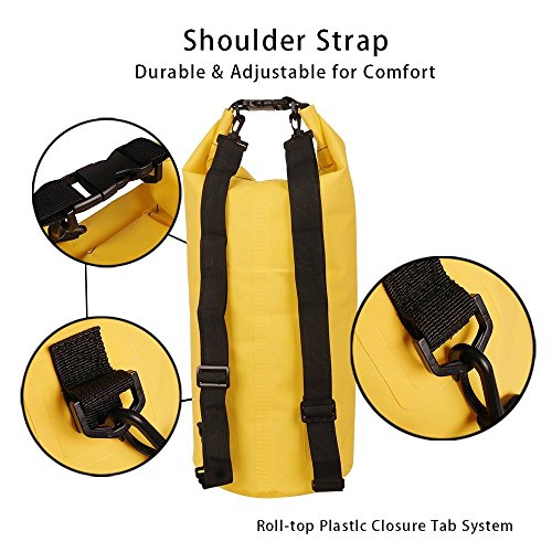 Waterproof Dry Bag - Roll Top Dry Compression Sack Keeps Gear Dry for Kayaking, Beach, Rafting, Boating, Hiking, Camping, Swimming, Floating and Fishing with Waterproof Phone Case (Yellow, 10L)