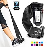SUPER EXERCISE BAND X Heavy BLACK Resistance Band. Your Home Gym Fitness Equipment Kit for Strength Training, Physical Therapy, Yoga, Pilates, Chair Workout | LATEX FREE For ALLERGIC SAFETY | 7 ft