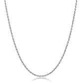 MAZZERI Rhodium Plated 925 Sterling Silver 1.3mm, 1.6mm, 2mm, 3mm Italian Rope Chain Necklace 16" - 24"