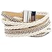 Lux Accessories Neutral Ivory Boho Braided Sticker Stone Magnetic Wrap Bracelet