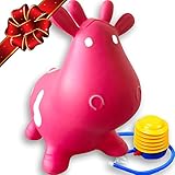 FLASH SALE | Inflatable Cow Bouncer Seat - Best for Physical Therapy, Increases Balance and Agility, Eco-Friendly + Free Foot Pump, Easy to Inflate - Pink