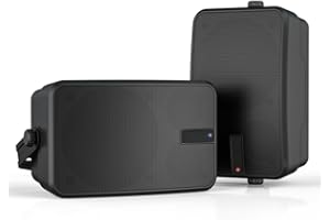 MWAU Outdoor Bluetooth Speakers 400w for, Porch, Gazebo, Soffit, Garage, Patio, Entertainment Room. Wall Mount Speaker, Wireless Sync Up to 100 Speakers, IPX5 Waterproof (2 Pcs Black)
