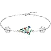 Fenthring Christmas Bracelet for Women Sterling Silver Christmas Tree Bracelets Holiday Tree X-Mas Gifts Snowflake Christmas Jewelry