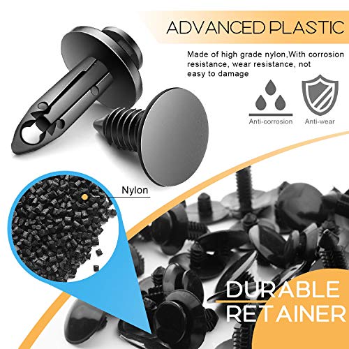 Airkoul 435 Pcs Car Retainer Clips Plastic Rivets Fasteners Push Retainer Kit Most Popular Sizes Auto Push Pin Rivets Set -Door Trim Panel Fender Clips for GM Ford Toyota Honda Chrysler
