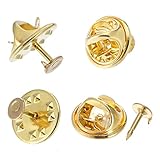 Mudder 100 Pairs Butterfly Clutch Tie Tacks Pin Back Replacement with Blank Pins for Craft Making (Golden)