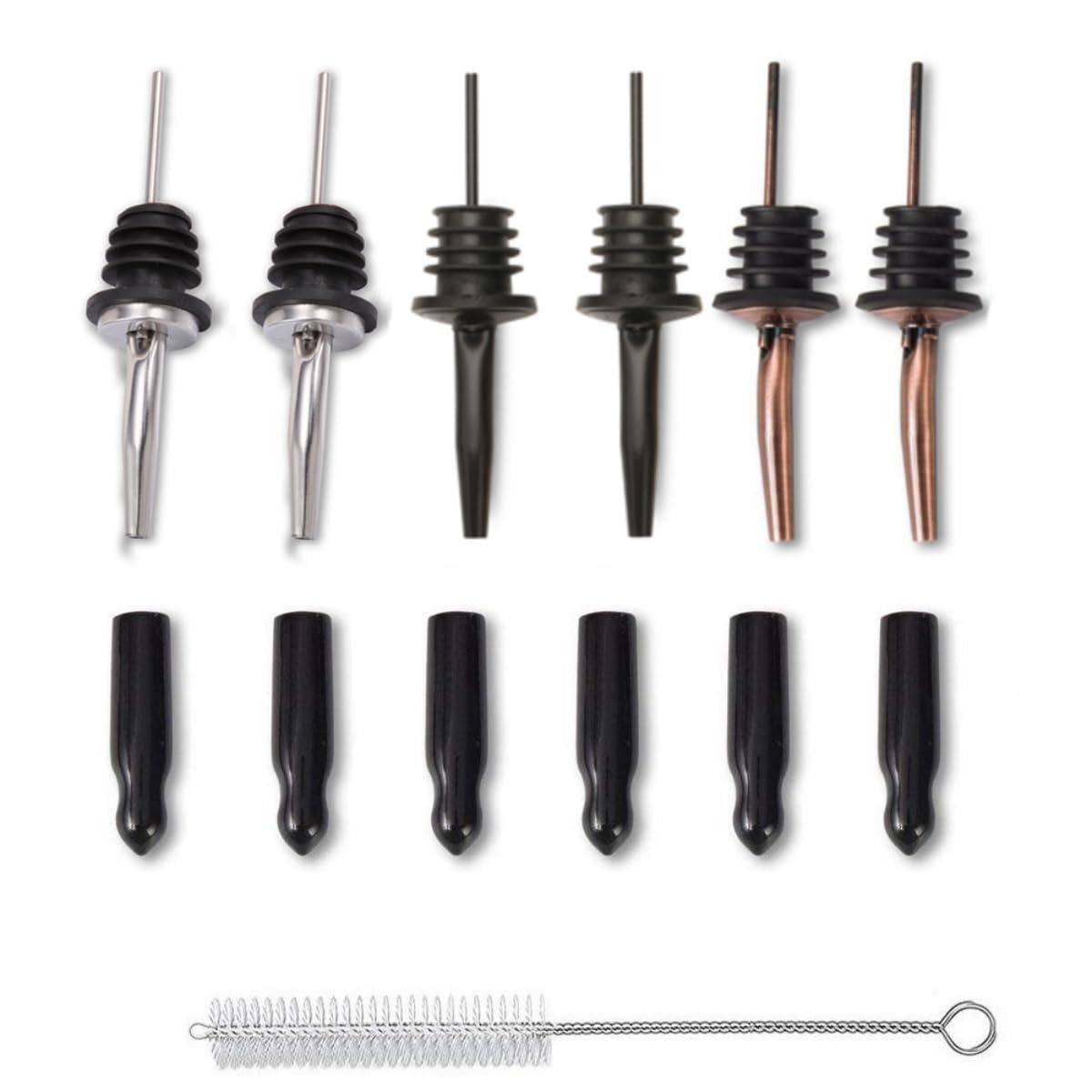 LEGERM 6 Pcs Premium Bottle Pourers for Spirits, Ideal Olive Oil Pourer with High Speed Pouring Efficiency, Perfect for Wine Spirits Alcohol Olive Oil Syrup Bottles