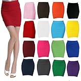 Anna Women's Sexy Slip-On Pleated Stretch Pencil Mini Skirt