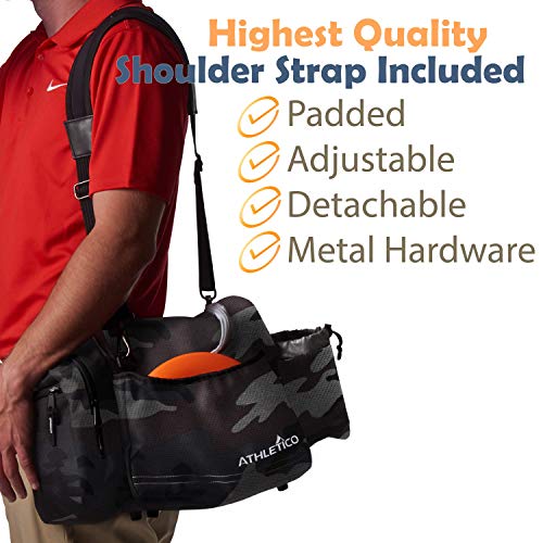 Athletico Disc Golf Bag - Tote Bag for Frisbee Golf - Holds 10-14 Discs, Water Bottle, and Accessories (Gray Camo)
