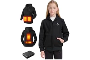 Varmcore Kids Heated Hoodie with Battery–Fleece Hooded Jacket with 4 Heating Zones for Boys and Girls.