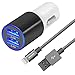 iPhone Car Charger, IWAVION 4.8A/24W Dual Smart USB Port Car Charger with 3FT Nylon Braided Lightning Cable Cord For Apple iPhone 7/7 Plus/6/6S Plus 5S 5 5C SE, iPad Air/Pro/Mini, iPod(Black/Grey)