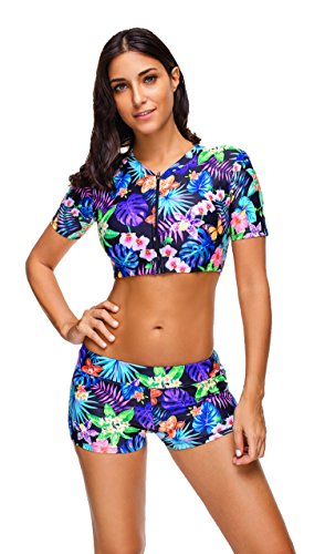 Wellwits Women's Tropical Palm Crop Top 