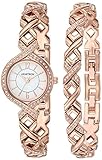 Armitron Women's 75/5412WTRGST Swarovski Crystal Accented Rose Gold-Tone Watch and Bracelet Set
