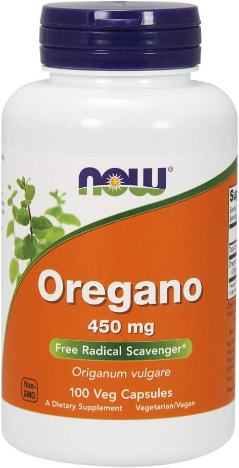 NOW Supplements, Oregano (Origanum vulgare) 450 mg, Free Radical Scavenger*, 100 Veg Capsules: Health & Personal Care