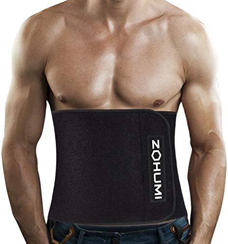 ZOHUMI Mens Waist Trimmer,Widening Neoprene Waist Trainer Ab Belt with Flexible Spring Back Support for Fitness