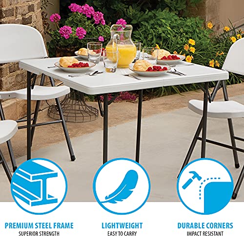 Lifetime 80273 Fold in Half Square Table, 34 Inch, White Pricepulse