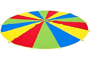 Kids Play Parachute, Rainbow Colors High Strength Sport Parachute, for Girl Boy Toddlers Birthday Gift