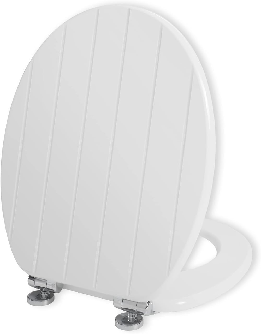 Angel Shield White Wooden Toilet Seat with Adjustable Hinges Soft Close Quick