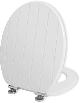 Angel Shield White Wooden Toilet Seat with Adjustable Hinges Soft Close Quick
