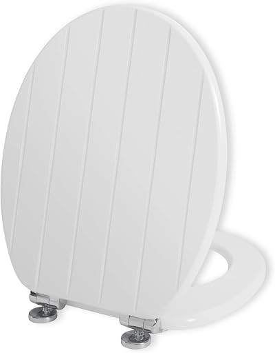 Angel Shield White Wooden Toilet Seat with Adjustable Hinges Soft Close Quick