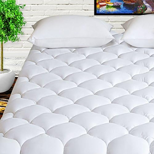 HARNY Mattress Pad Cover Twin Size 400TC Cotton Pillow Top Cooling Breathable Mattress Topper Quilted Fitted with 8-21" Deep Pocket