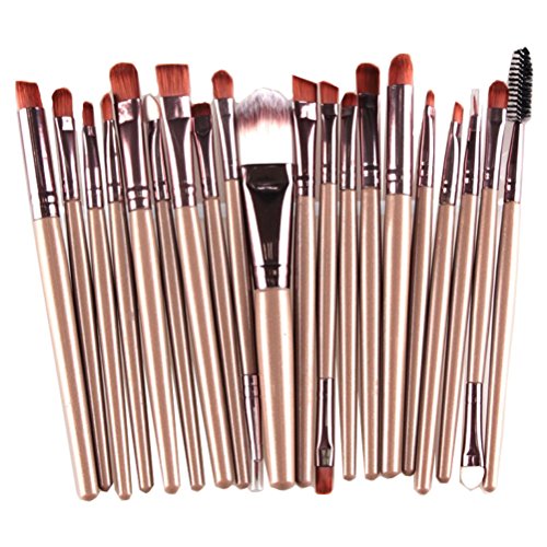 MELADY20pcs Multi-function Gold+Coffee Pro Cosmetic Powder Foundation Eyeshadow Eyeliner Lip Makeup Brushes Sets