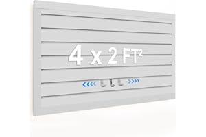 QUEENLINK [4x2 Ft²] PVC Slat Wall Paneling, Adjustable Slatwall Panels with Coupling Structure, Slatted Wall Panel System with Customizable Storage Options, DIY Cutting & Easy-to-Install Slatwall Board Shelves