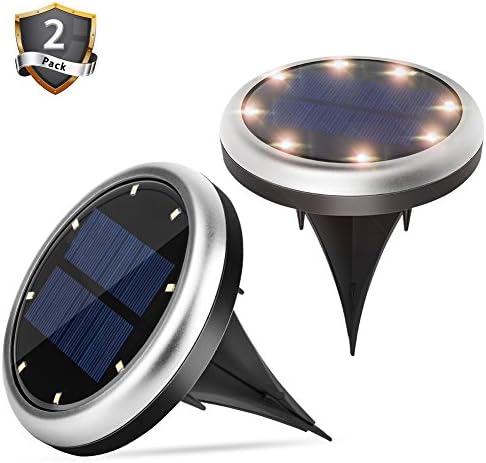 Solar Lights Outdoor, GRESAHOM Spotlight LED Garden Ground Light 60 Hours Working Landscape lighting, Yard, Driveway, Lawn,Channel,Pathway Lights White/Warm White Upgraded Version Waterproof (2 PACK)