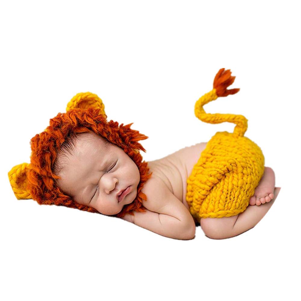 Matissa Newborn Baby Girl/Boy Crochet Knit Costume Photography Prop Hats and Outfits Mothers Day Gifts (Lion)