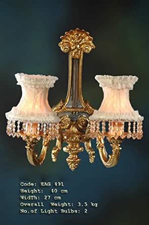 Candelabro de pared, lámpara de pared, latón antiguo barroco cristal