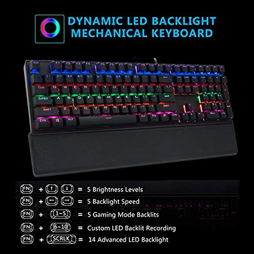 Mechanical Gaming Keyboard, CHONCHOW USB Wired RGB 108 Keys Gaming