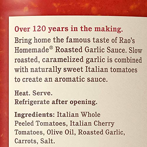 Rao's Homemade Roasted Garlic Tomato Sauce, 24 oz, Tomato Sauce, All Purpose, Keto Friendly