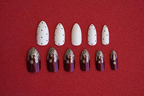 EDA LUXURY BEAUTY DARK RED BURGUNDY WHITE GOLD FRENCH GLAMOROUS DESIGN Press On Gel Glitter Artificial Tips Shiny Acrylic False Nails Extra Long Oval Round Almond Stiletto Super Fashion Fake Nails 2 EDA LUXURY BEAUTY DARK RED BURGUNDY WHITE GOLD FRENCH GLAMOROUS DESIGN Press On Gel Glitter Artificial Tips Shiny Acrylic False Nails Extra Long Oval Round Almond Stiletto Super Fashion Fake Nails