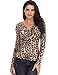 MISS MOLY Sexy Leopard Grain Tops for Women Long Sleeve V Neck Ruched Shirt Warp Crop Blouse, Leopard Print #1, Large / US-15