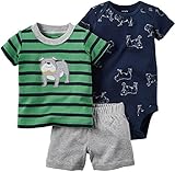 Carter's 3 Piece Striped Set, Green/Black