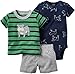 Carter's 3 Piece Striped Set, Green/Black