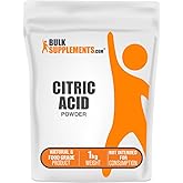 BulkSupplements.com Citric Acid Powder - Citric Acid Food Grade, for Flavor Enhancer, & Cleaning, Citric Acid for Bath Bombs - Anhydrous & Gluten Free, 1kg (2.2 lbs) (Pack of 1)
